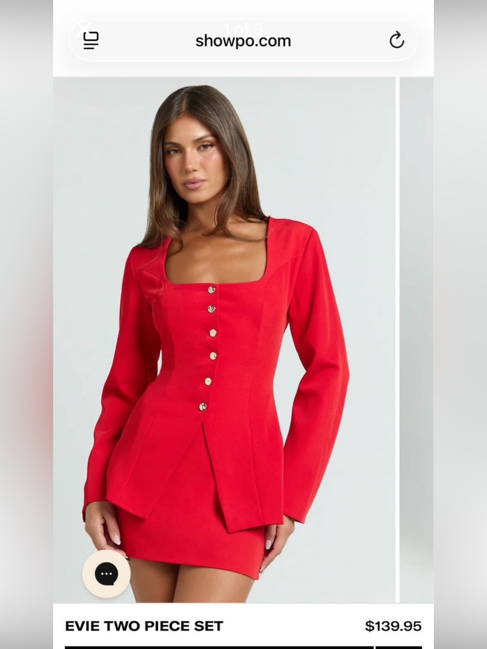 Showpo Red Evie Two Piece Set - Button Front Blazer & Mini Skirt NWT